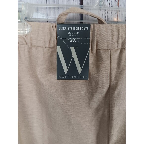 WORTHINGTON Jogger Women’s XXL Ultra Stretch Ponte Beige Mid Rise Pull On - Picture 7 of 8